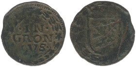 Gronsveld - Josse Maximiliaan (1617-1662) - Duit ND (ca. 1635) variety in legend (PW 9110 / CNM 2.22.95) - Obv. ./.IN./GRON/CVS. within wreath of leav...