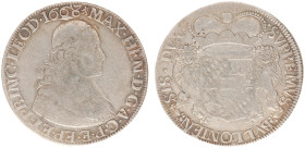 Prinsbisdom Luik - Maximiliaan Hendrik van Beieren (1650-1688) - Dukaton 1668 over 1667 mm. Lion (Delm. 473 / DeCh. 641) - Obv. Bust bishop to right /...