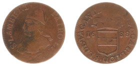 Prinsbisdom Luik - Sede Vacante (1688) - Liard 1688 (DeCh. 650) - Obv. St. Lambertus to left / Rev. Arms dividing date - VF+