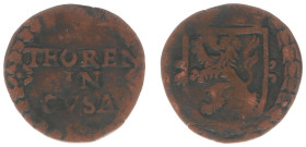 Abdij Thorn - Anna van der Marck (1604-1631) - Duit ND (PW 9603.1 var. R / CNM 2.42.53 var. / Lucas 132/133) - Obv. THOREN IN CVSA within wreath of le...