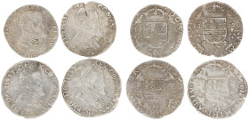 Graafschap Vlaanderen - Philips II (1555-1598) - 1/5 Philipsdaalder 1566 (2), 1567 + 1571 Brugge (vGH 212-7a / Vanhoudt 271, 306) - Total 4 pcs. in av...