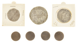 Dutch Provincial in boxes - Small box Dutch provincial coinage among which 1/5 Philipsdaalder 1566, 1 Gulden 1795, Leeuwendaalder 1640, etc. - Total 7...