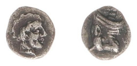 Asia Minor - Caria - Satraps of Caria / Hekatomnos (ca 391-376 BC) - AR Hemiobol (0.35 g) - Bearded head of Hekatomnos right / Head of bull left, E be...