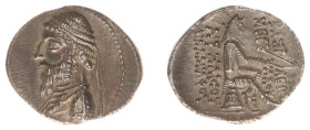 The Parthian Kingdom - Artabanos I (127-124 BC) - AR drachm (3.82 g.). Ekbatana mint. Bare-headed bust left with medium beard wearing diadem, earring ...
