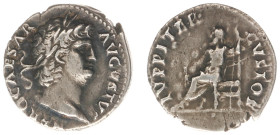 Roman Imperial Coinage - Nero (54-68) - AR Denarius (Rome 64-65, 3.44 g) - Laureate head right / IUPPITER CUSTOS Jupiter seated left (S. 673, RIC 53) ...