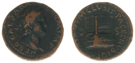 Roman Imperial Coinage - Nero (54-68) - AE As (Rome AD 65, 10.58 g) - NERO CAESAR AVG GERM IMP Laureate head right / PACE P R VBIQ PARTA IANVM CLVSIT ...