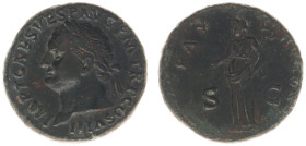 Roman Imperial Coinage - Titus (69-81) - AE As (Rome 80-81 AD, 10.48 gm.) - Laureate head left / Pax standing left with caduceus (cf. BMC 212 / RIC 12...