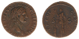 Roman Imperial Coinage - Traianus (98-117) - AE As (Rome AD 98, 10.14 g) - IMP CAES NERVA TRAIAN AVG GERM PM Laureate head right / TR POT COS II Pieta...