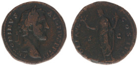 Roman Imperial Coinage - Antoninus Pius (138-161) - AE Sestertius (Rome AD 141-143, 25.33 g) - Laureate head right / HONORI AVG COS IIII Antoninus Piu...