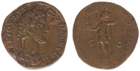 Roman Imperial Coinage - Commodus (177-192) - AE Sestertius (Rome AD 181-182, 22.65 g) - Laureate head to right / TRP VII IMP IIII COS III PP Roma sta...