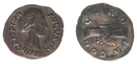Roman Imperial Coinage - Crispina - AR Denarius (Rome c. AD 178-182, 2.46 g) - Draped bust right / CONCORDIA Clasped right hands (RIC 279B / RSC 8) - ...