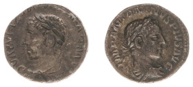 Roman Imperial Coinage - Elagabalus (218-222) - AR Denarius (2.48 g) - Obverse brockage - Laureate and draped bust right/ Incuse, reverse of obverse -...