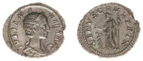 Roman Imperial Coinage - Julia Mamaea (+235) - AR Denarius (Rome AD 223, 2.94 g) - Draped and diademed bust right / VENVS GENETRIX Venus standing left...