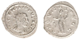 Roman Imperial Coinage - Philippus I Arabs (244-249) - AR Antoninianus (Rome AD 247, 4.45 g) - Draped and radiate bust right / AEQVITAS AVGG Aequitas ...