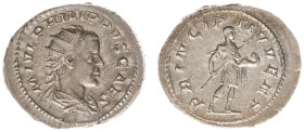 Roman Imperial Coinage - Philippus II (244-249) - AR Antoninianus (Rome AD 245-46, 4.30 g) - M IVL PHILIPPVS CAES Radiate, draped and cuirassed bust r...