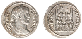Roman Imperial Coinage - Diocletianus (284-305) - AR Argenteus (Rome AD 294, 3.40 g) - DIOCLETIANVS AVG Laureate head right / VIRTVS MILITVM The four ...