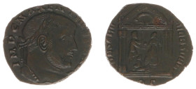 Roman Imperial Coinage - Maxentius (306-312) - AE Follis (Aquileia AD 309-310, 4.89 g) - Laureate head right / Roma, holding spear, seated left on shi...
