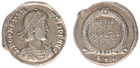 Roman Imperial Coinage - Constantius II (324-361) - AR Siliqua (Constantinople AD 353-355, 3.24 g) - D N CONSTANTIVS PF AVG Diademed, draped and cuira...