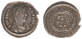 Roman Imperial Coinage - Gratianus (367-383) - AR Siliqua (Antioch, 2.14 gm.) - Diademed, draped and cuir. bust right / VOT X MVLT XX in laurel-wreath...