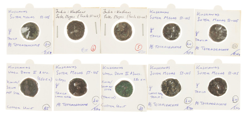 Ancient coins in lots - Greek / Hellenistic coinage - A small lot of Kushan copp...