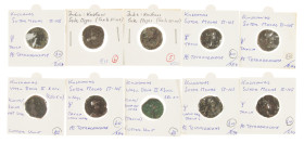 Ancient coins in lots - Greek / Hellenistic coinage - A small lot of Kushan copper coins: 8 Tetradrachms of Soter Megas and 2 AE Units of Vasu Deva II...