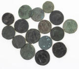 Ancient coins in lots - Roman coinage - A nice collection Roman bronzes, Asses and Dupondii, including Domitianus, Agrippa, Nero (2), Claudius (3), Ve...