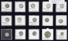 Ancient coins in lots - Roman coinage - A small collection of Roman coins mainly Denarii: Faustina Mater, 3 x Vespasianus, Tiberius (PONTIF MAXIM), Tr...