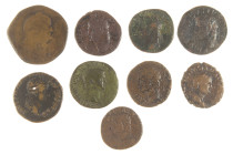 Ancient coins in lots - Roman coinage - A lot with Roman bronzes: some Asses (Marcus Agrippa (Neptune trident), Augustus (M SALVIVS OTHO III VIR AAA F...