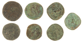 Ancient coins in lots - Roman coinage - Lot with 7 Roman Sestertii: Severus Alexander, Antoninus Pius, Maximinus I Thrax, Marcus Aurelius (2x), Julia ...