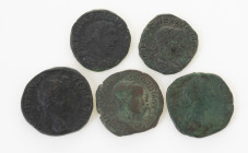 Ancient coins in lots - Roman coinage - A small lot Roman mainly Sestertii: Volusianus (usual square flan), Lucilla, Gordianus III, Antoninus Pius and...