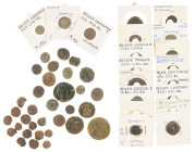 Ancient coins in lots - Roman coinage - A box with various Roman copper coins incl. a few replica's - partially described, in avg. F/VF, also some (re...