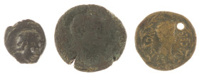 Ancient coins in lots - Miscellaneous - Lot with 3 coins: Spain / Celsa - Augustus (27 BC-AD 14) - AE As (L. Cornelius Terrenus and M. Iunius Hispanus...