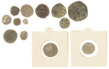 Ancient coins in lots - Miscellaneous - A lot ancient coinage including 3 Byzantine Folles, a Ptolemaic small AE, an Illyrian AR Drachm, a Persian AR ...