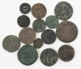 Ancient coins in lots - Miscellaneous - A small lot ancient coins, most Greek Roman, many with structures/temples but also some others like Greek bron...