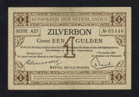 Banknotes Netherlands - 1 Gulden 1916 Zilverbon (Mev. 02-2b/ AV 2.2b) - 1.11.1917 - XF/UNC