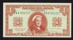 Banknotes Netherlands - 1 Gulden 1945 Muntbiljet (Mev. 06-1c / AV 6.1c.2) - aUNC