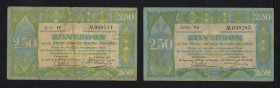 Banknotes Netherlands - 2½ Gulden 1922 Zilverbon (Mev. 12-3 / AV 10.6 / PL.13c ) - 1.10.1923 - Fine. & 2½ Gulden 1922 Zilverbon (Mev. 12-4 / AV 10.7 /...