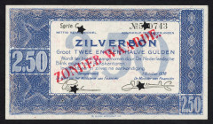 Banknotes Netherlands - 2½ Gulden 1.10.1938 Zilverbon / Silver certificate SPECIMEN (Mev. 13-1a / AV 11S / PL14.s1 / P. 62s) - 'ZONDER WAARDE' (no val...