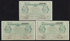 Banknotes Netherlands - 5 Gulden 1944 Zilverbon Error (Mev. 22-1a&b / AV 17.1b.1&2 / PL21.a1&2 / Pick 63) - Serie J, AH, BC - No + digits #847000 fron...