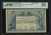 Banknotes Netherlands - 10 Gulden 1921 Arbeid & Welvaart SPECIMEN (Mev. 38 / AV 27S / PL34.s1.b / P. 35s) with perforations "INGETROKKEN" (withdrawn) ...