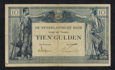 Banknotes Netherlands - 10 Gulden 30.8.1921 Arbeid en Welvaart II (Mev. 38-1b / Pick 35) - F/VF