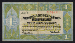 Banknotes Netherlands Oversea - Nederlands-Indië - 1 Gulden 1.1.1920 Muntbiljet / Treasury note (P. 103 / Mev. 163a / PLNI21.2a) - Serie with 1 letter...