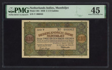 Banknotes Netherlands Oversea - Nederlands-Indië - 2½ Gulden 1.5.1920 Muntbiljet (P. 104 / PLNI21.3a / Mev. 164a / H-125a) - Serie 1 letter - stamp on...