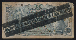 Banknotes Netherlands Oversea - Nederlands-Indië - 5 Gulden 2.2.1934 J.P. Javaanse Dansers (P. 79a) with bar type ovpt. Republik Maluku Selatan RMS (P...