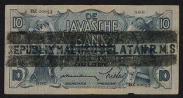 Banknotes Netherlands Oversea - Nederlands-Indië - 5 Gulden 12.10.1933 J.P. Javaanse Dansers (P. 79a) with bar type ovpt. Republik Maluku Selatan RMS ...
