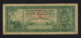 Banknotes Netherlands Oversea - Curaçao - 5 Gulden 1943 Harbor view (P. 25 / PLNA13.1) - Fine