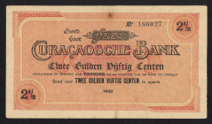 Banknotes Netherlands Oversea - Curaçao - 2½ Gulden 1920 (P. 7Cr) - unsigned remainder with s/n - a.UNC/UNC