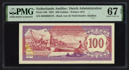 Banknotes Netherlands Oversea - Nederlandse Antillen - 100 Gulden 9.12.1981 St. Eustatius REPLACEMENT (P. 19b / PLNA17.5d) - serie 0030 - PMG Superb G...