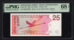 Banknotes Netherlands Oversea - Nederlandse Antillen - 25 Gulden 31.3.1986 Flamingo (P. 24a / PLNA19.3a) - PMG Superb Gem. UNC 68 EPQ