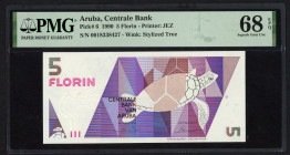 Banknotes Netherlands Oversea - Aruba - 5 Florin 1.1.1990 Sea turtle (P. 6) - PMG 68 Superb Gem. UNC 68 EPQ